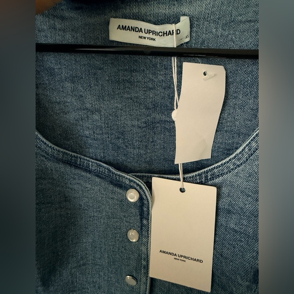 NWT Amanda Uprichard Kya Romper in Denim Classic Wash Blue Size XS - Picture 5 of 5